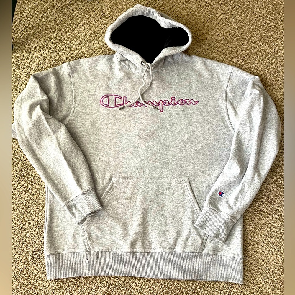Champion Men’s Sweatshirt Hoodie in Gray Size L